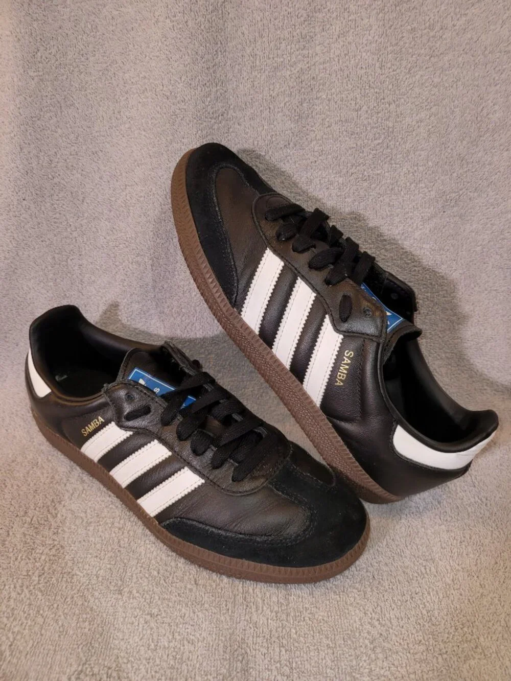 Adidas Samba OG Mens Size 7.5 Black White Brown Gum Sole Sneakers B75807 (#2493)